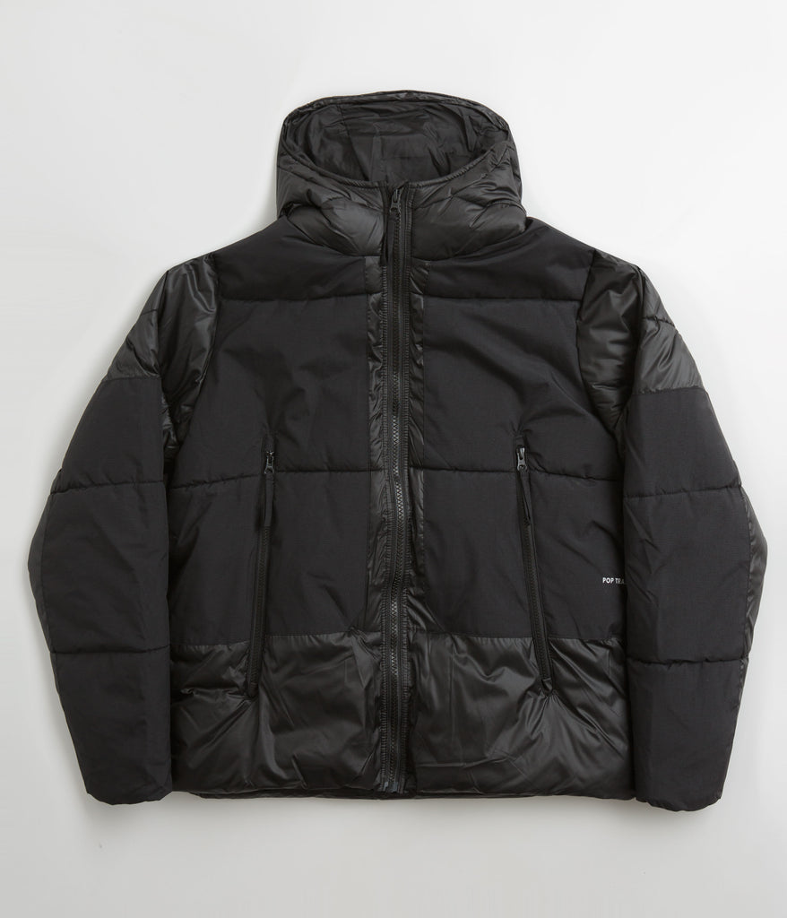 Pop Trading Company Big Pocket Hooded Jacket - Black / Navy Check