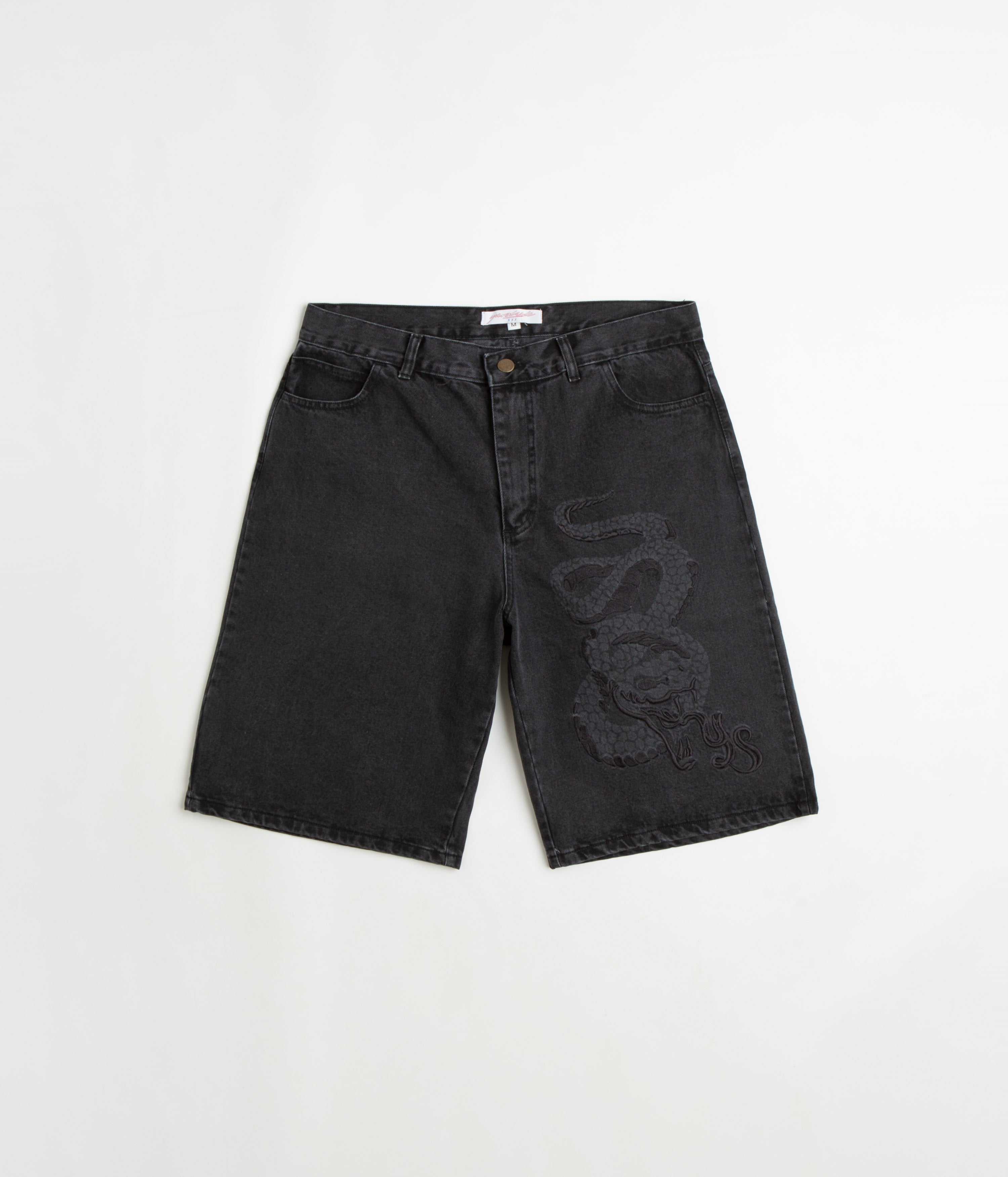 Yardsale Snake Denim Shorts - Black