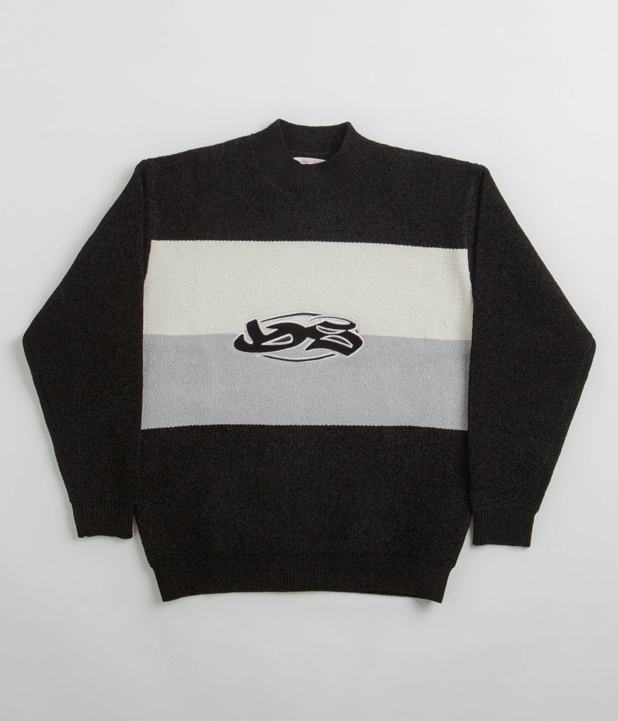 Yardsale Script Chenille Knit Crewneck Sweatshirt - Black | Flatspot