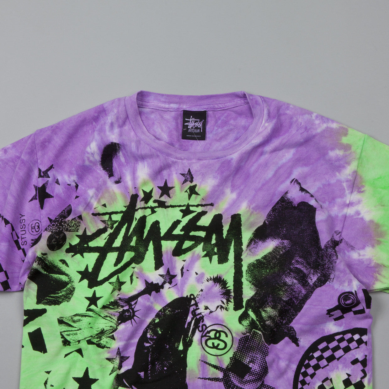 Stussy Classic Collage Tie Dye T-Shirt Purple | Flatspot