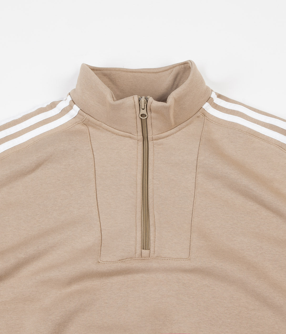 adidas skateboarding half zip fleece sweatshirt with 3 stripes in beige