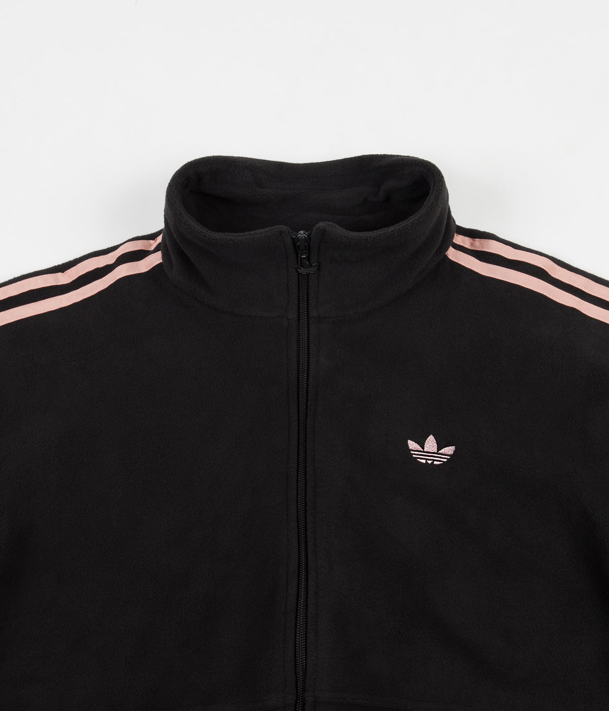 pink adidas jacket with black stripes
