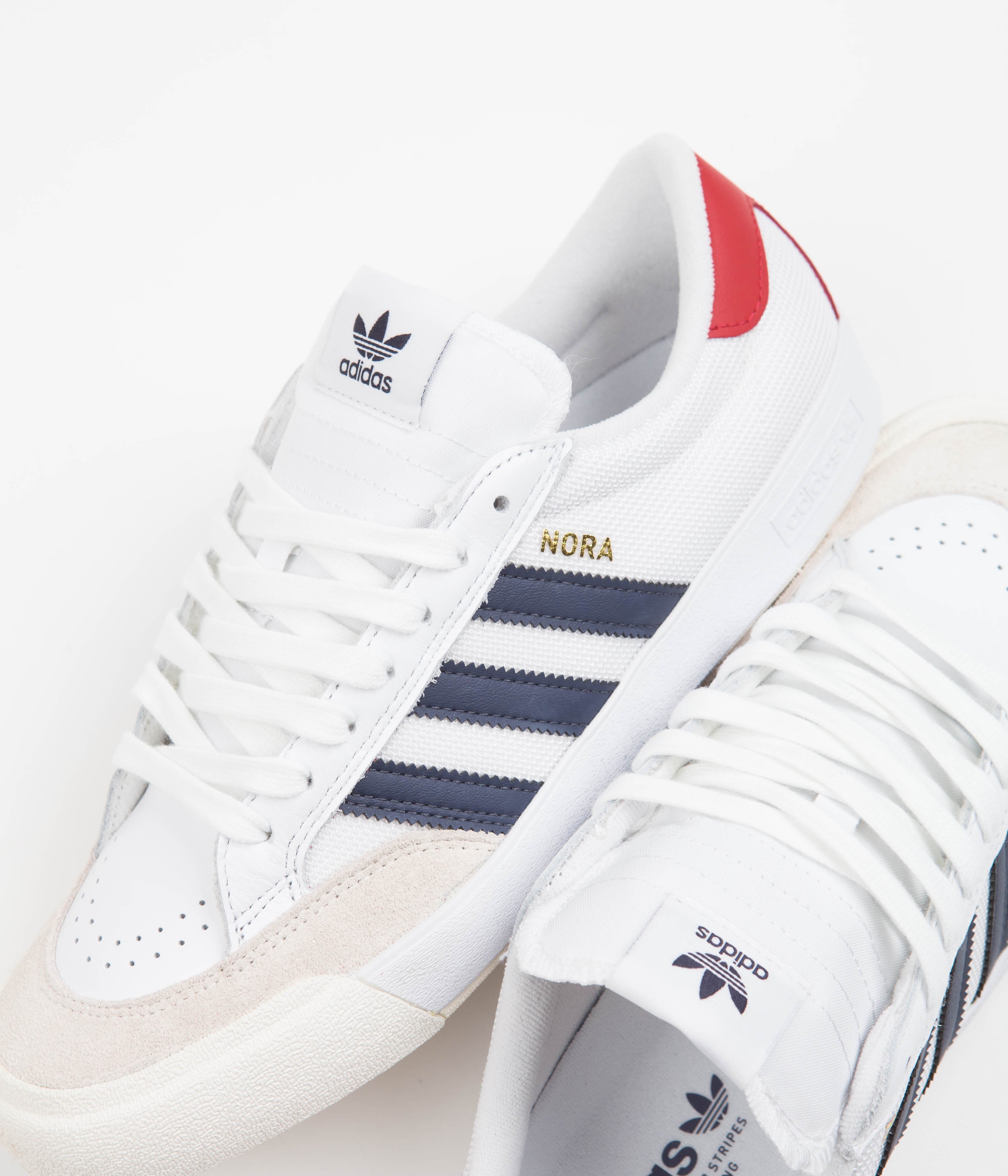 Adidas Nora Shoes - FTWR White / Shadow Navy / Scarlet | Flatspot