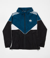 blue and white adidas windbreaker