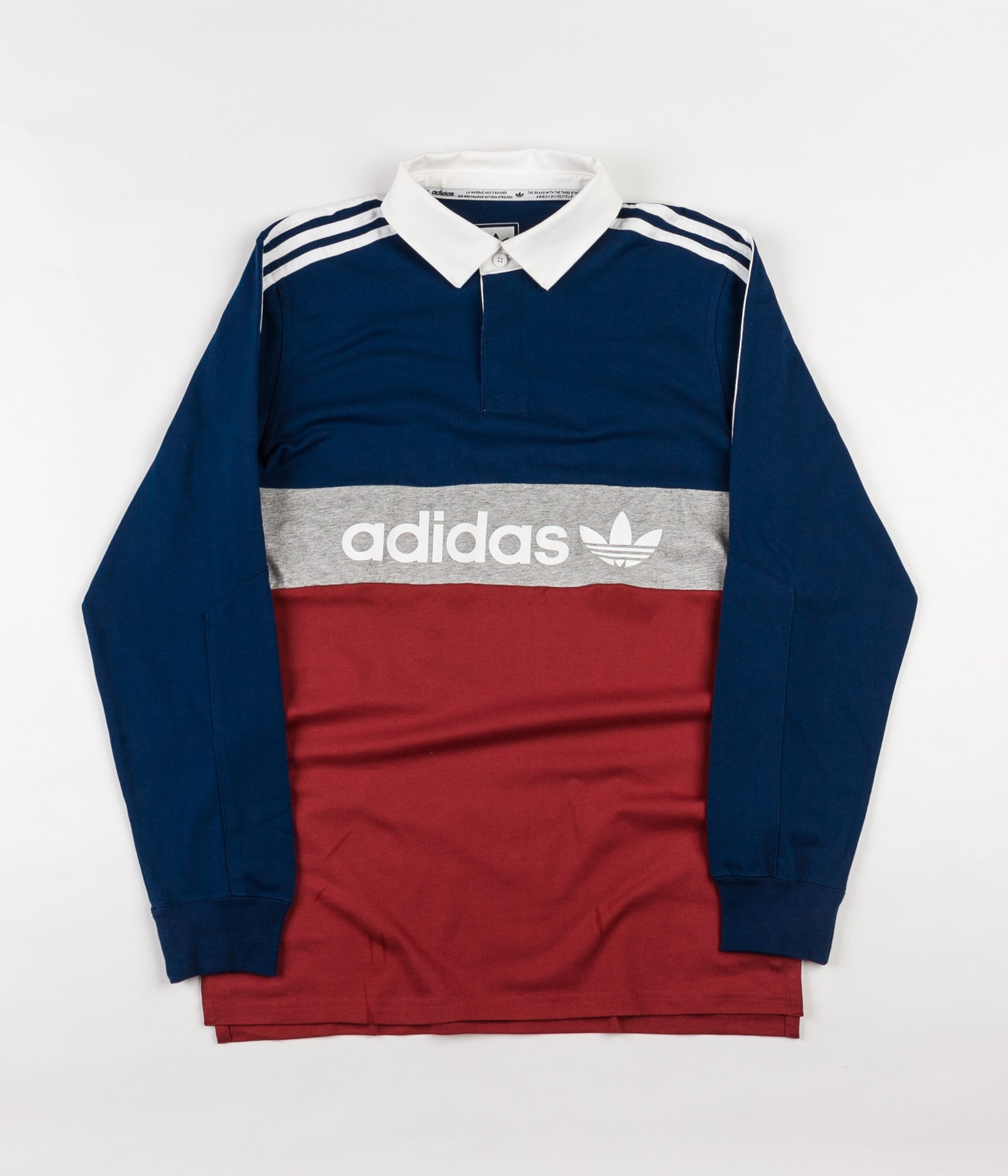 Adidas Rugby Polo Shirt - Mystery Red / Mystery Blue / Medium Grey Hea ...