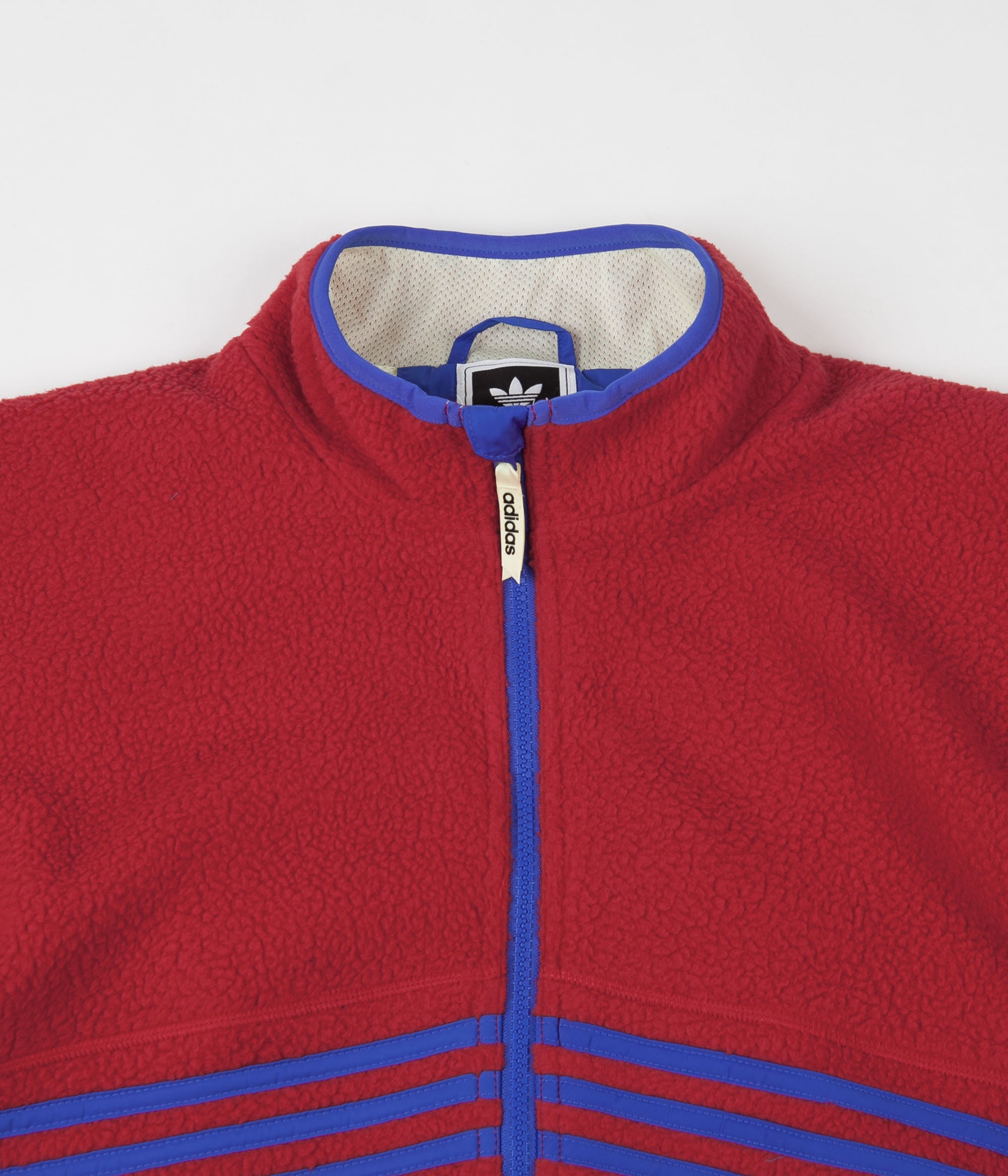 Adidas Sherpa Full Zip Jacket - Power Red / Hi-Res Blue / Haze Yellow ...