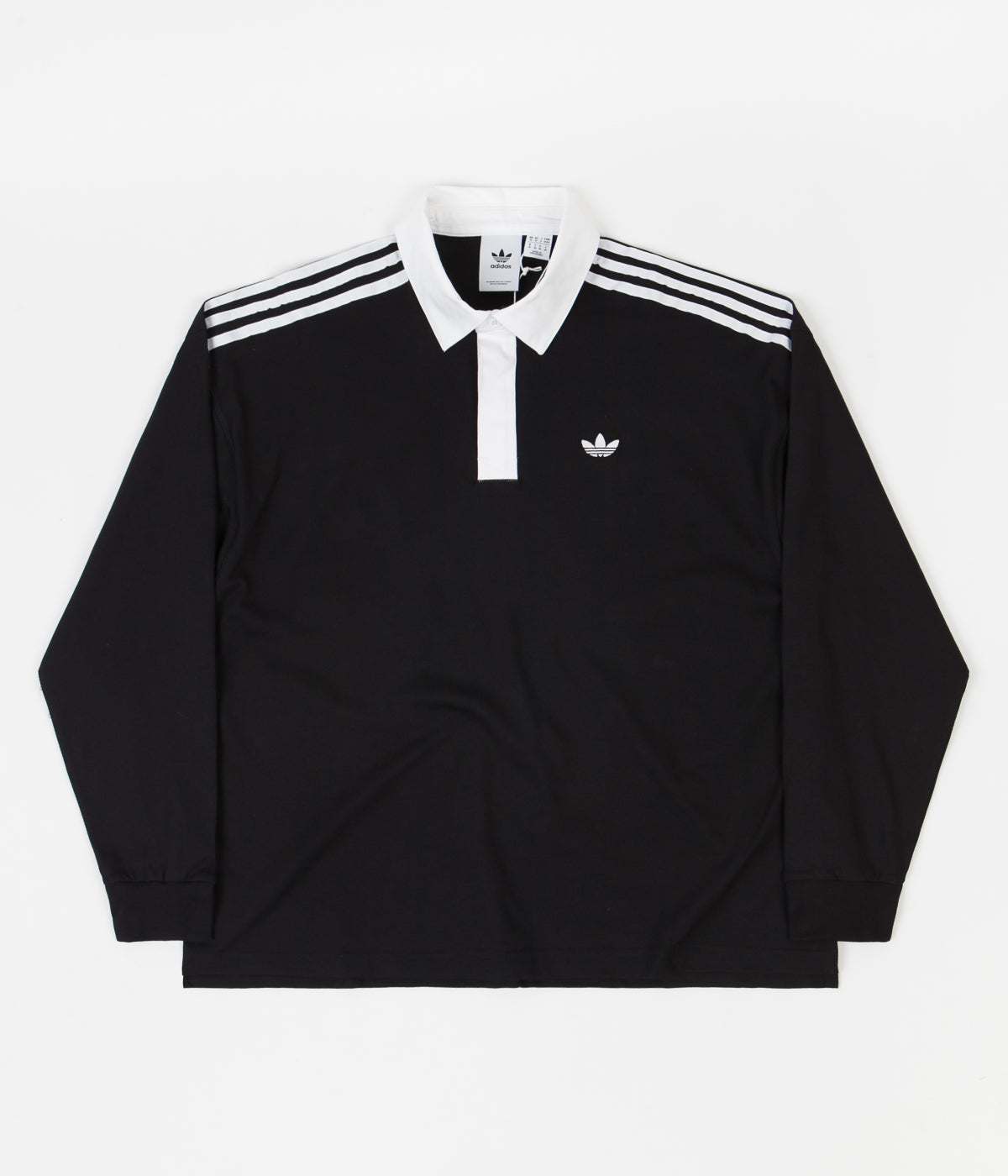 Santo Fresco exageración Adidas Solid Rugby Shirt - Black / White | Flatspot