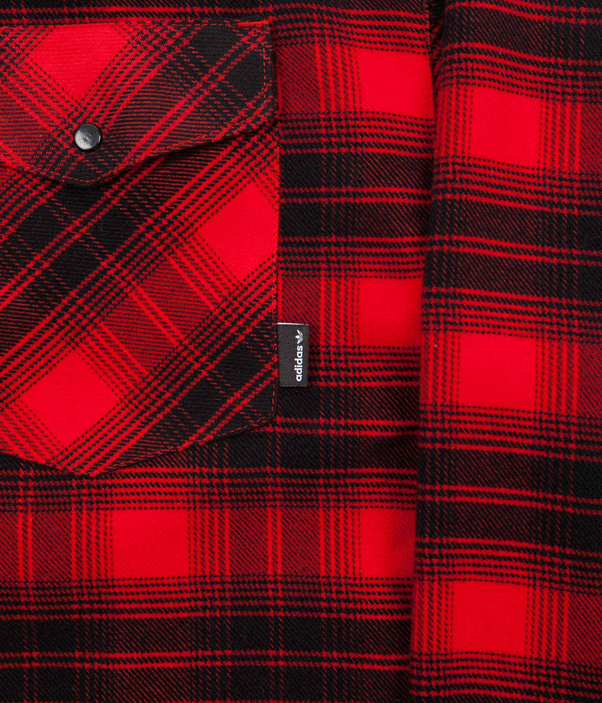 Adidas Stretch Flannel Shirt - Scarlet / Black | Flatspot