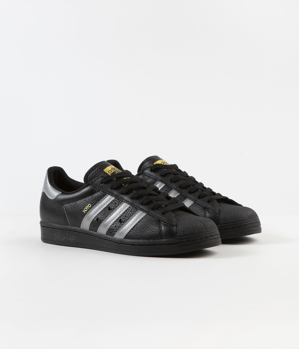 adidas superstar black and silver