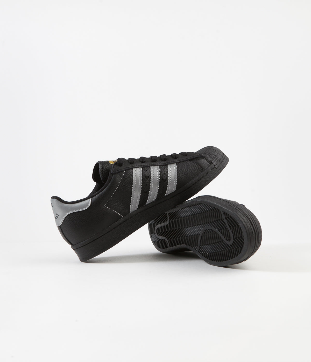 adidas superstar black and silver