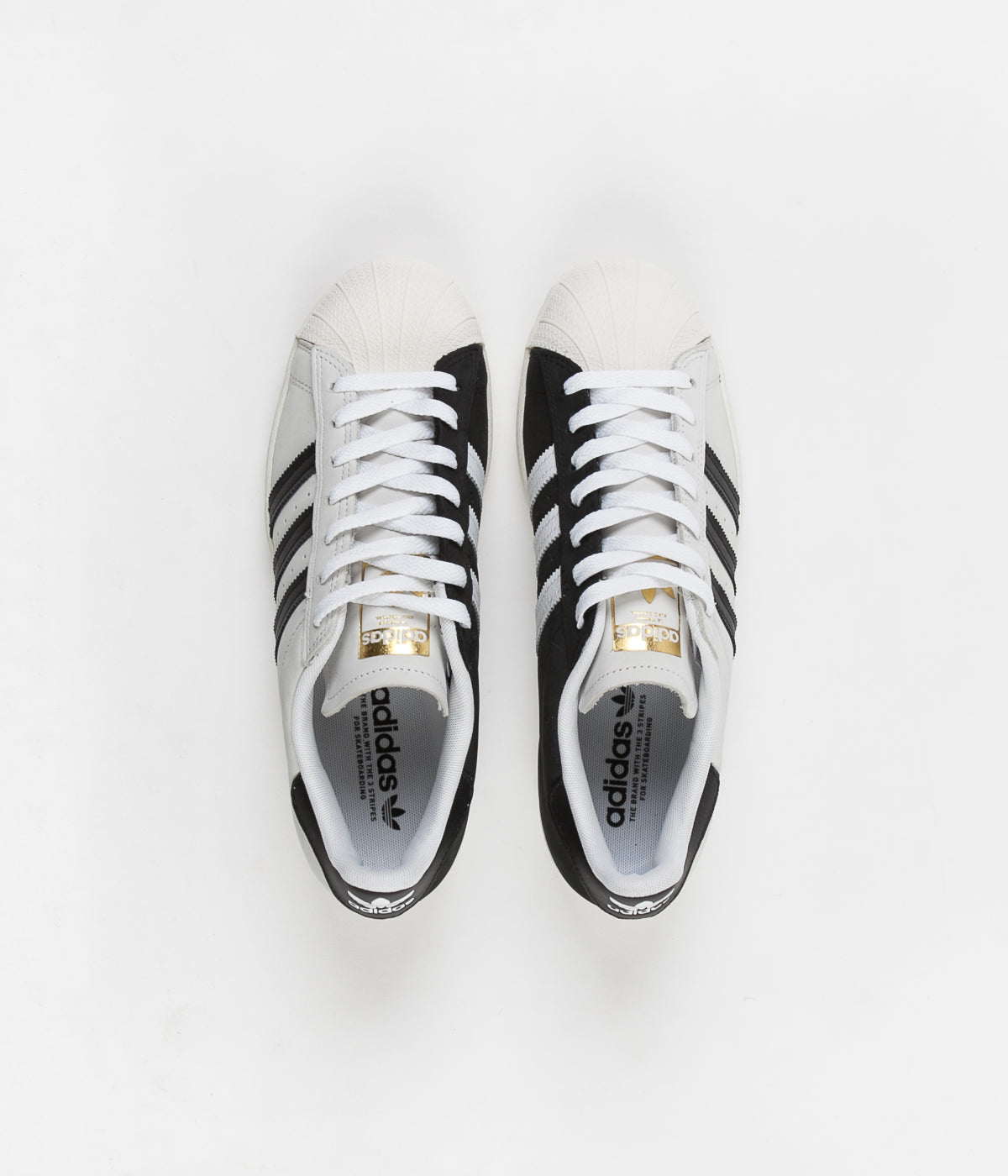 Adidas Superstar Shoes 2 Tone White Core Black Gold Metallic Flatspot