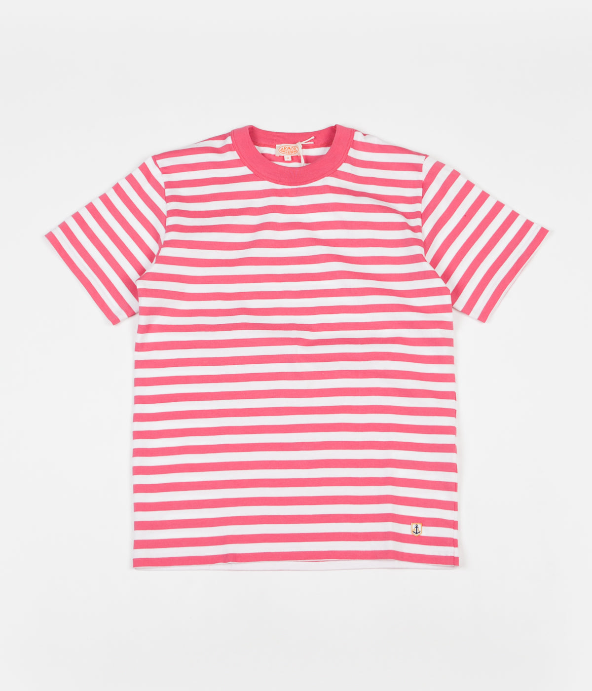 Armor Lux Heritage Striped Heavy Cotton T-Shirt - New Pink / White ...