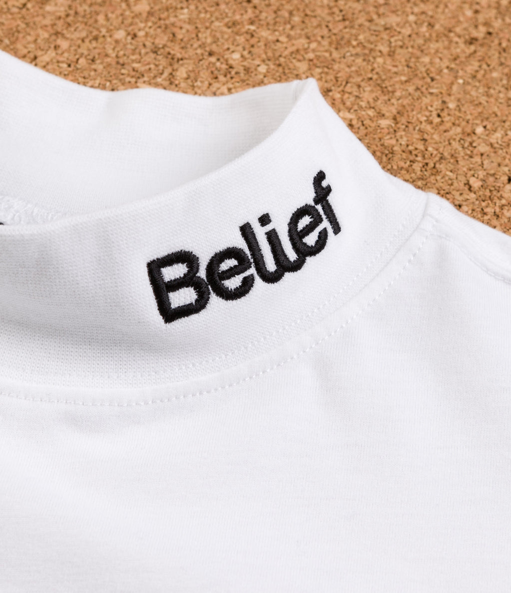 Download Belief Connect Mock Neck Long Sleeve T-Shirt - White | Flatspot