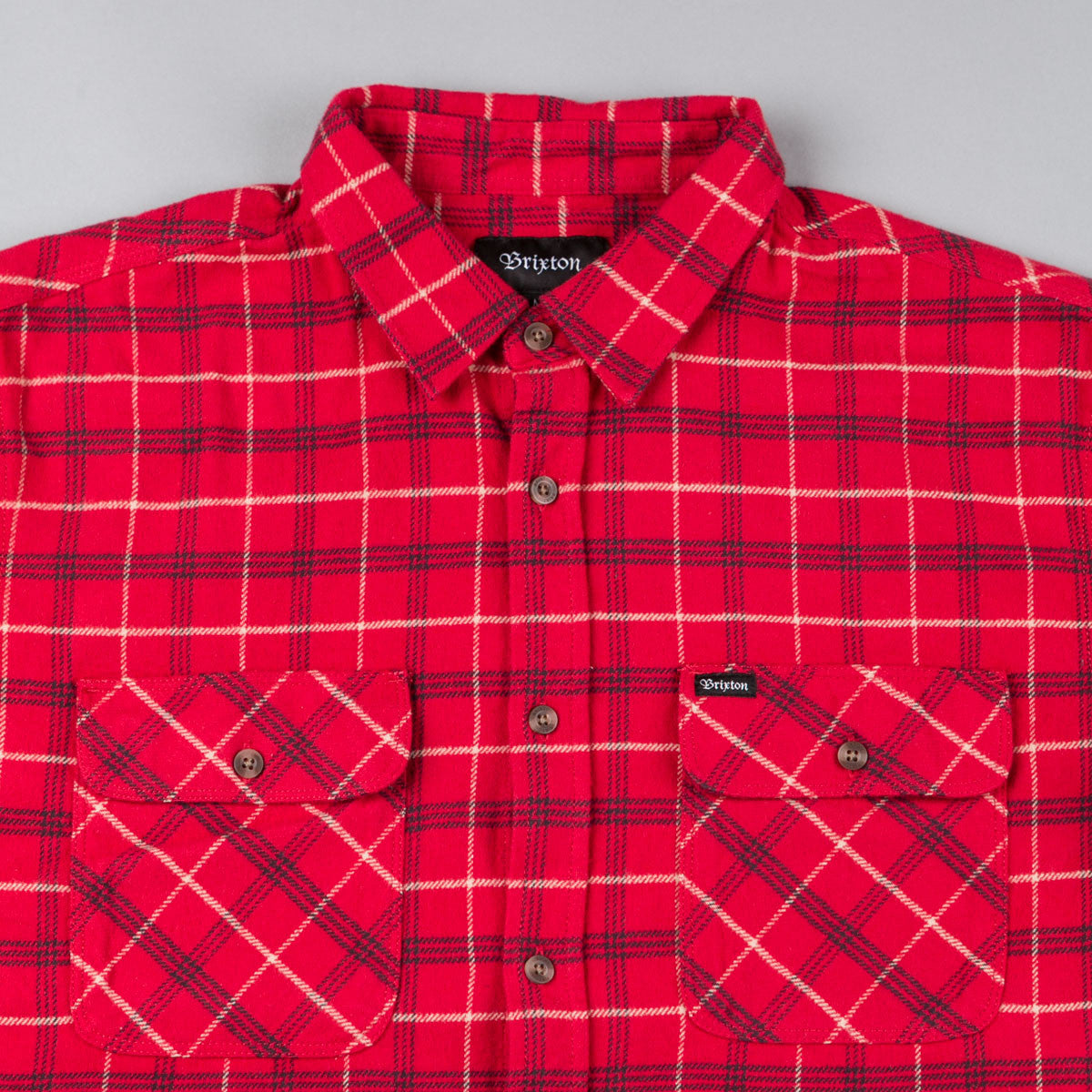 Brixton Bowery Long Sleeve Flannel Shirt - Red / Black | Flatspot