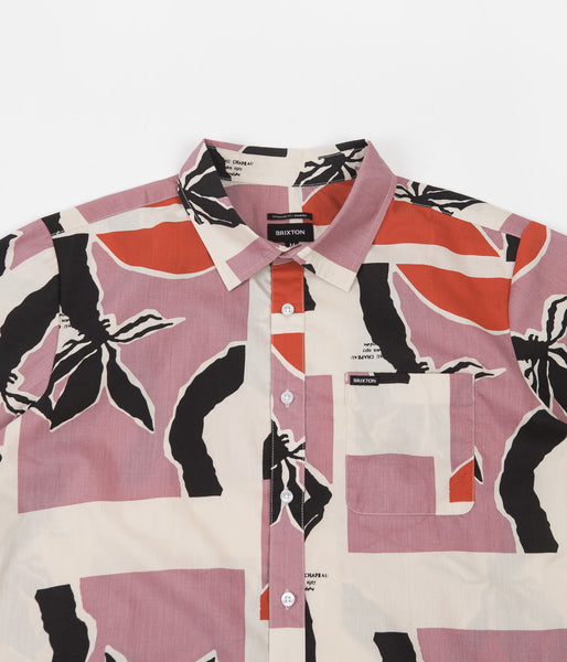 Brixton Charter Print Short Sleeve Shirt - Pink / Red | Flatspot