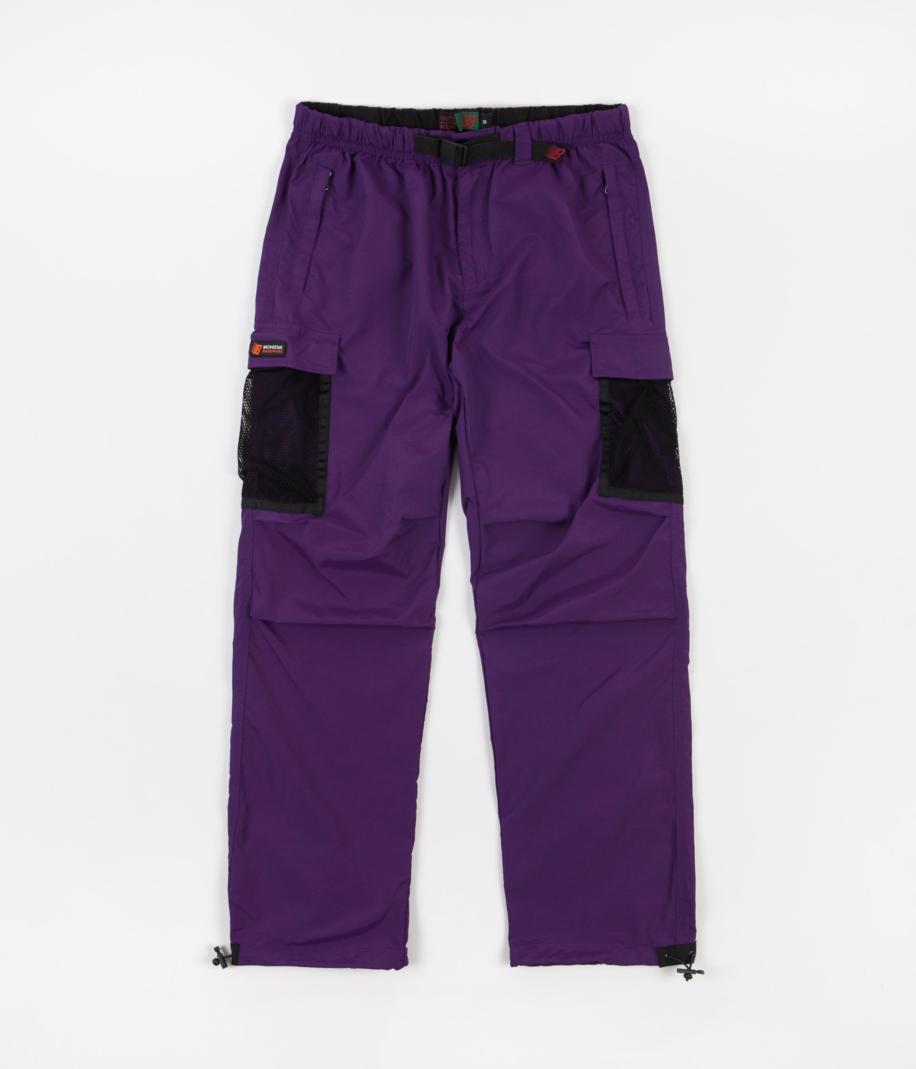 Purple High Rise Satin Cargo Pants