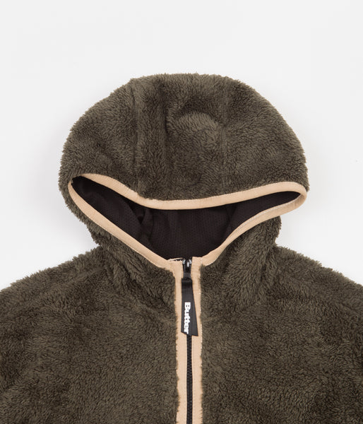 Butter Goods Sherpa Zip Fleece - Pine / Khaki | Flatspot