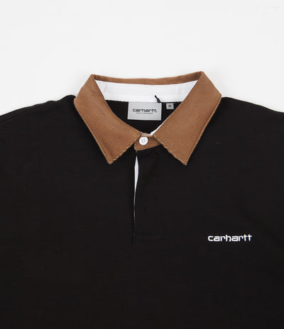 Carhartt Cord Rugby Long Sleeve Polo Shirt - Black / Hamilton Brown ...