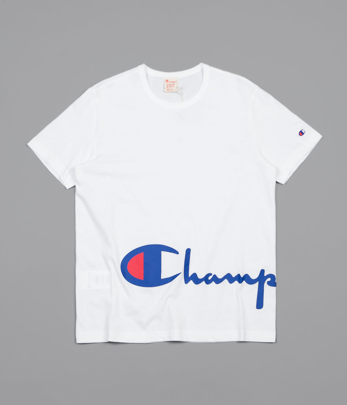 white champion shirt big logo