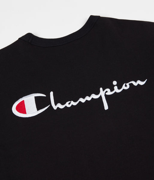 Champion Embroidered Back Logo T-Shirt - Black / White | Flatspot