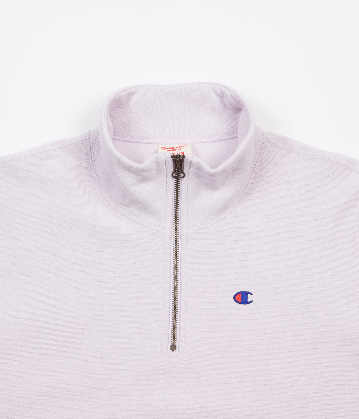 champion half zip sweatshirt with embroidered chest logo