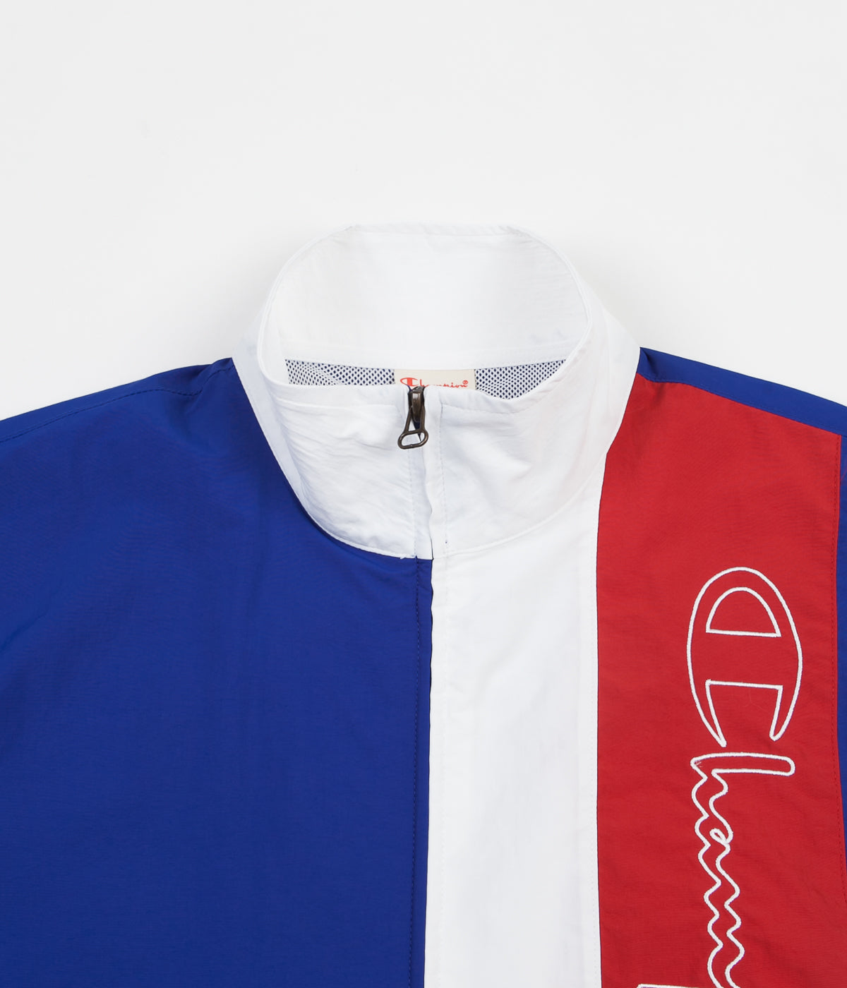 blue and red champion shirt
