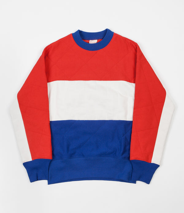 red and white champion sweatshirt