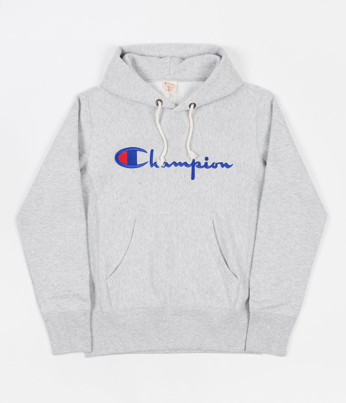 Champion Reverse Weave Script Logo Hoodie - Grey Marl | Flatspot