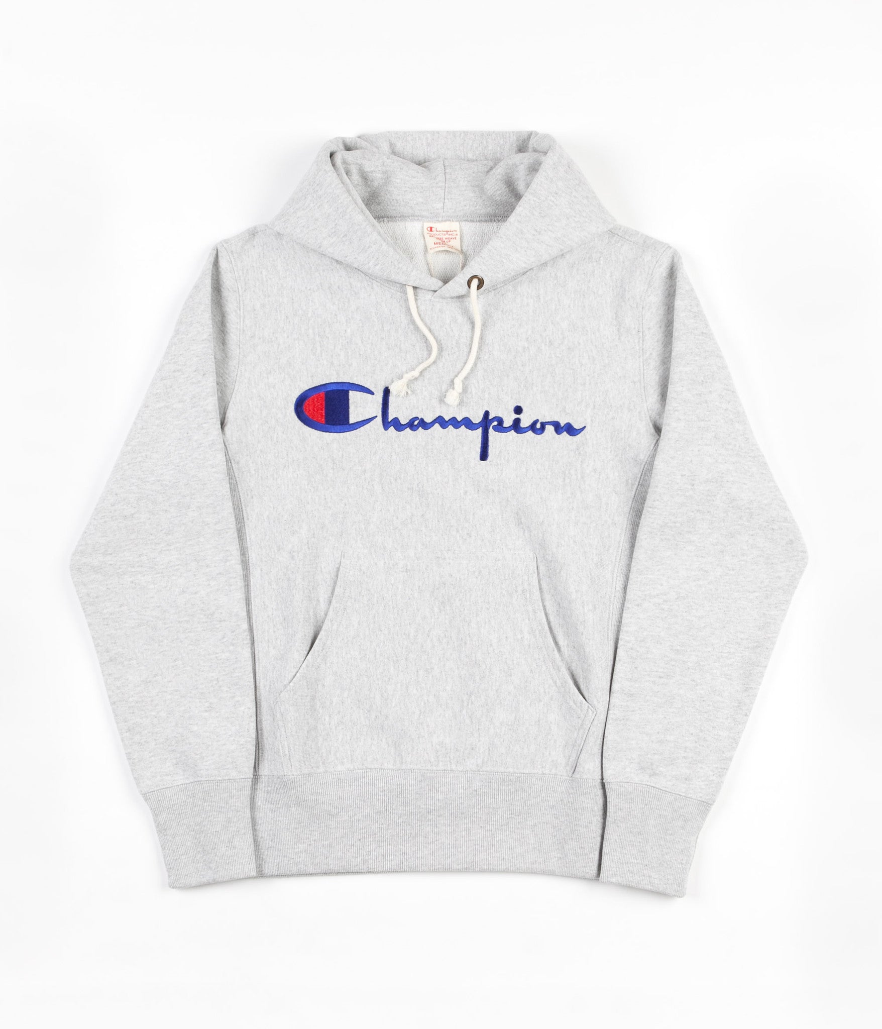 Champion Reverse Weave Script Logo Hooded Sweatshirt - Grey | Flatspot