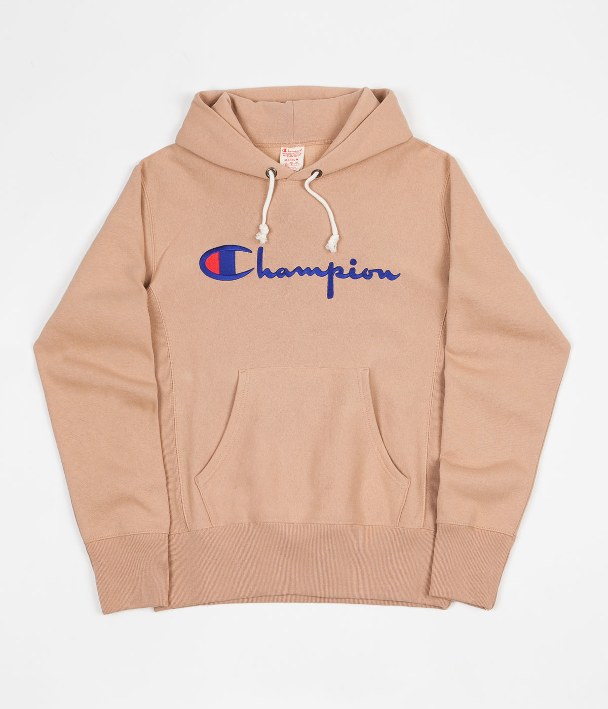 Champion Reverse Weave Script Logo Hoodie - Beige | Flatspot