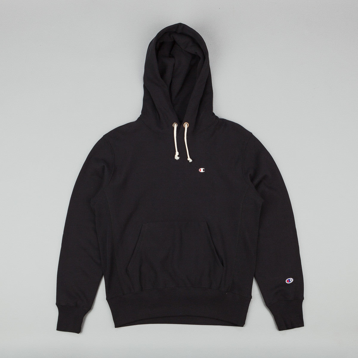 Champion Small C Reverse Weave Hooded Sweatshirt - Black | Flatspot