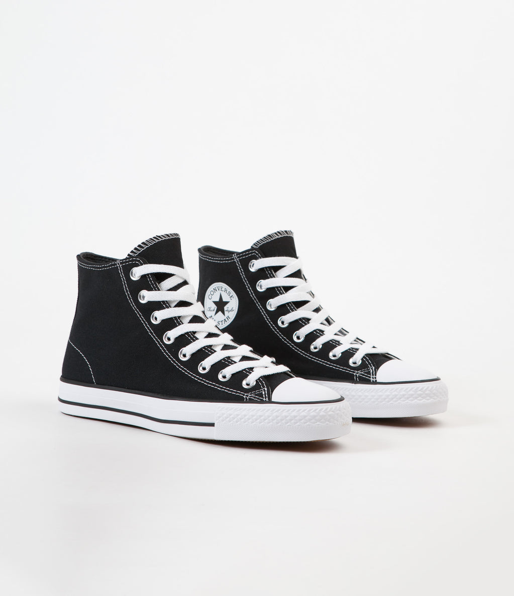 Converse CTAS Pro Hi Canvas Shoes - Black / Black / White | Flatspot