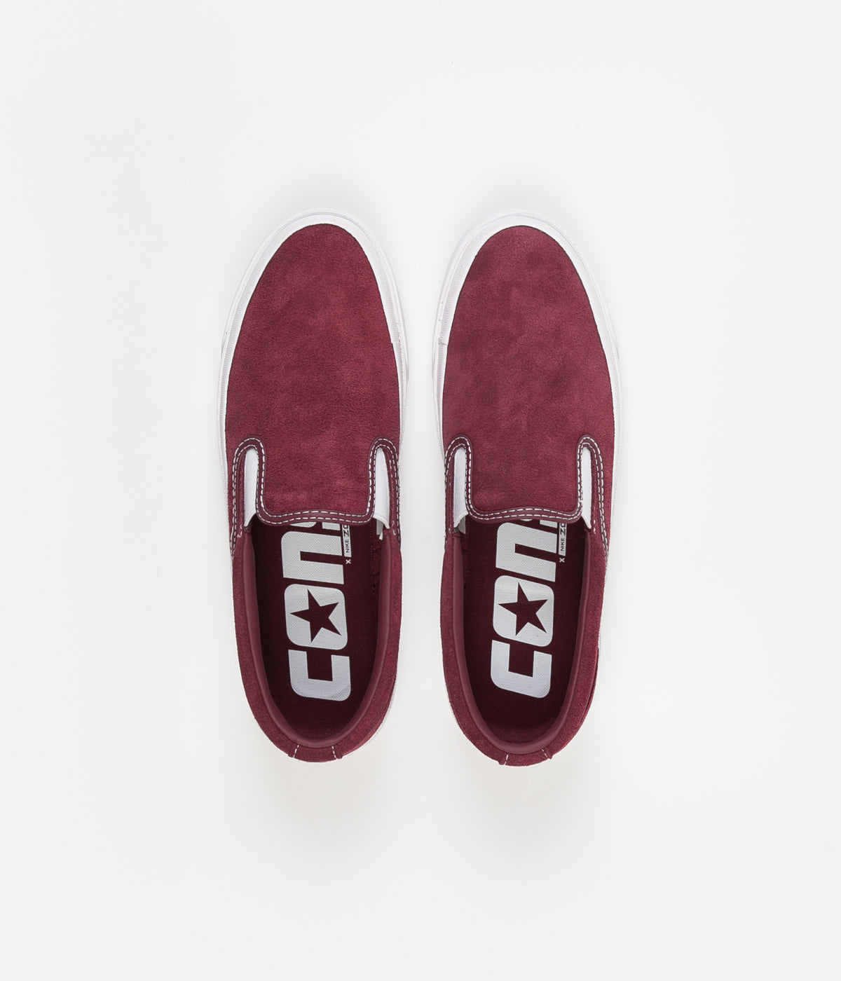 maroon slip on converse