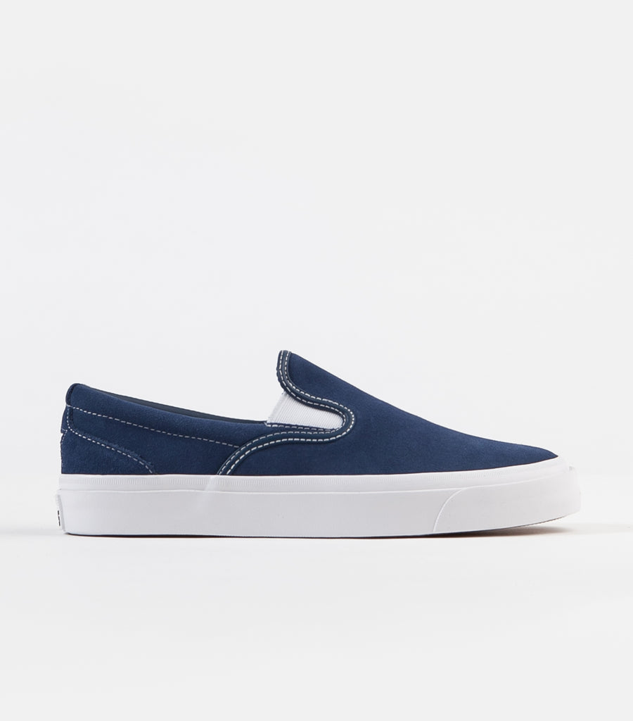 converse navy slip ons