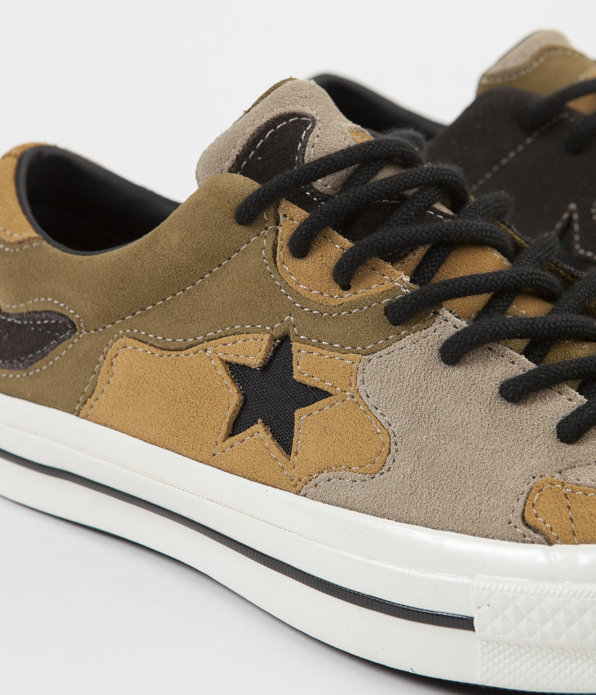 Converse One Star Ox Suede Shoes - Black / Olive Flak / Wheat |