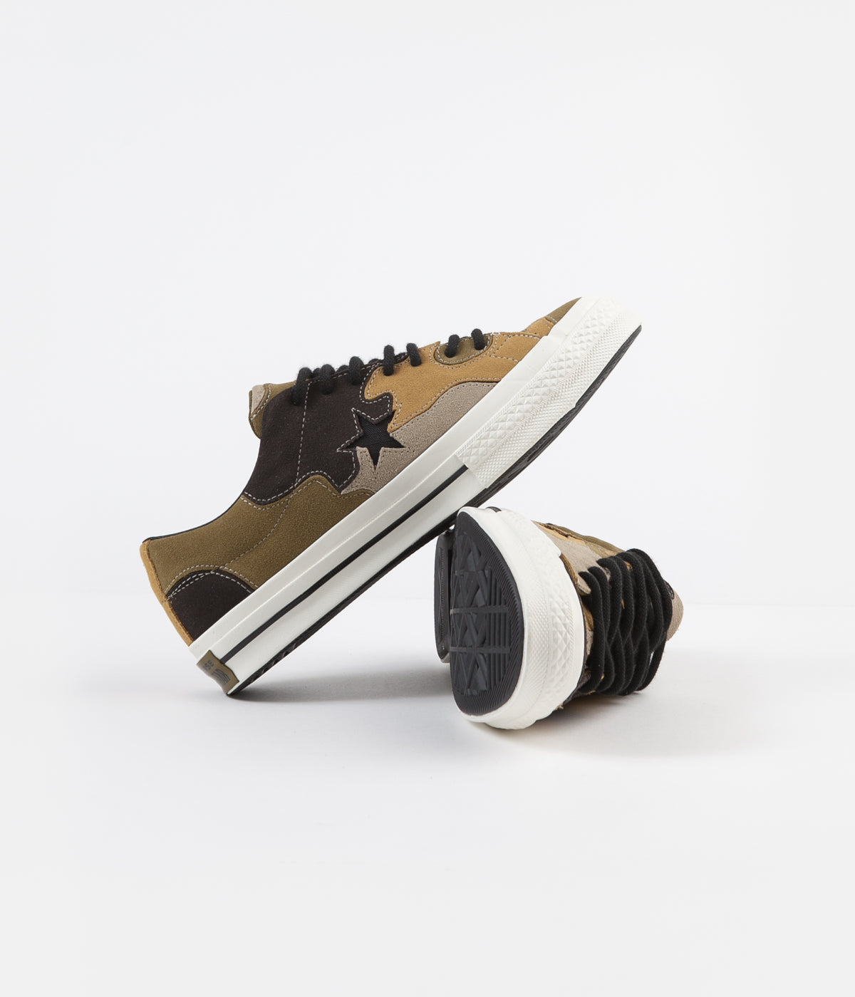 Converse One Star Ox Suede Shoes - Black / Olive Flak / Wheat |