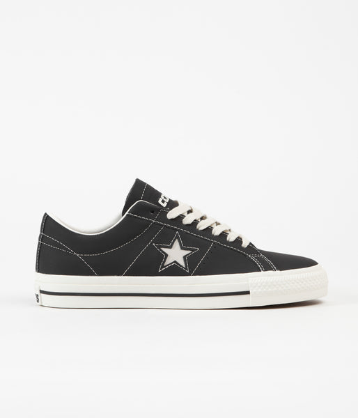 Converse One Star Pro Ox Leather Shoes - Black / Black / Egret - Wishupon