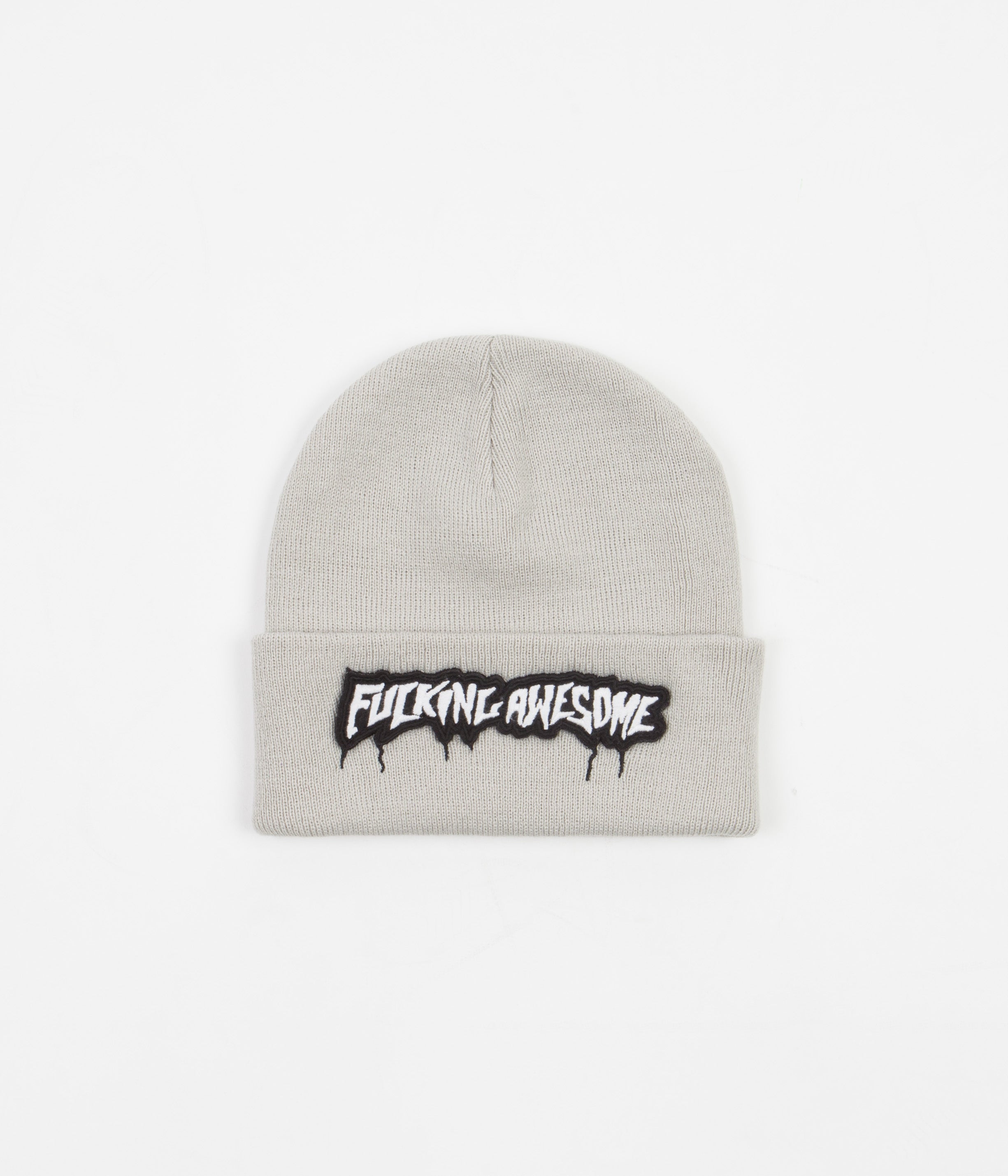 Fucking Awesome Velcro Stamp Cuff Beanie - Grey