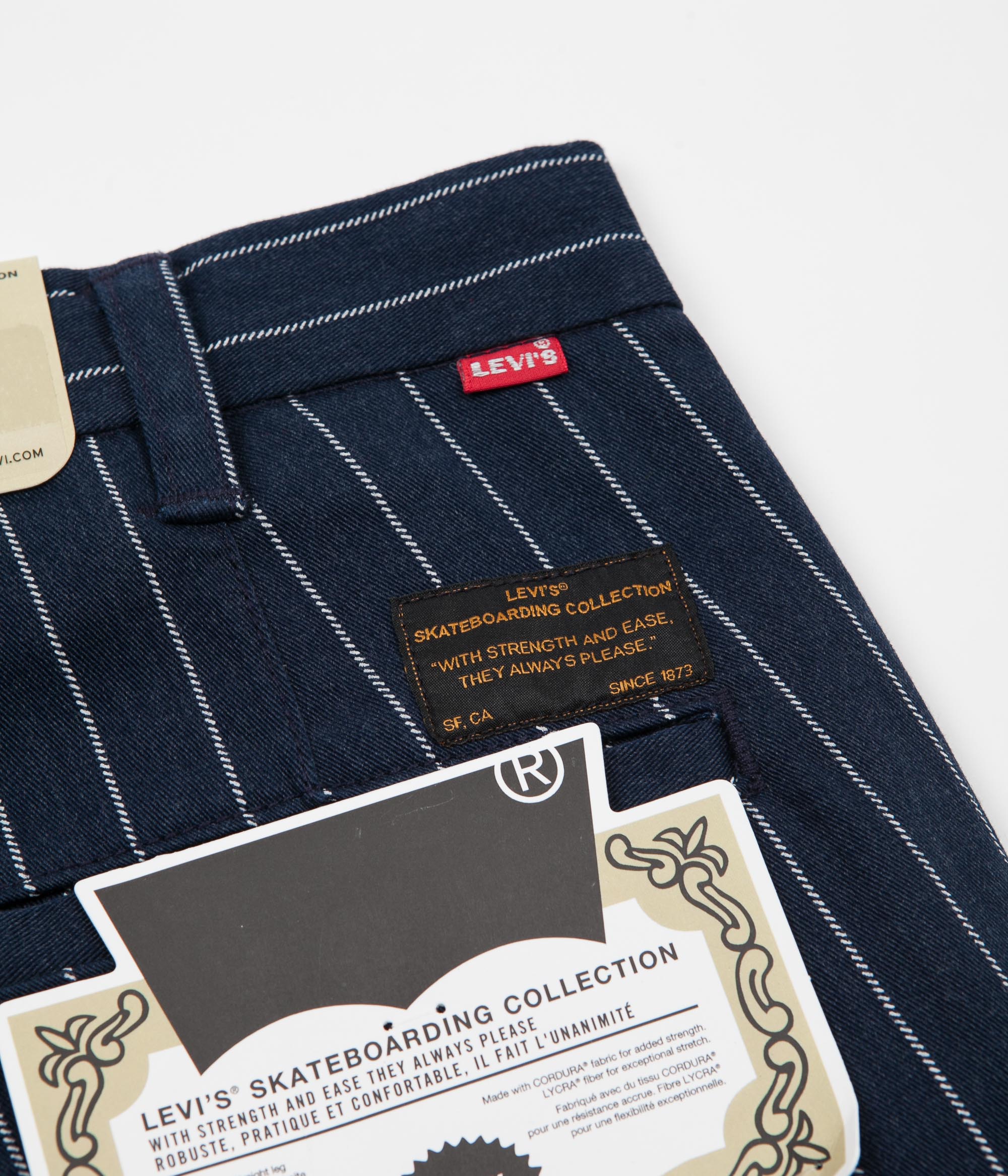 levis skateboarding striped work pant in navy