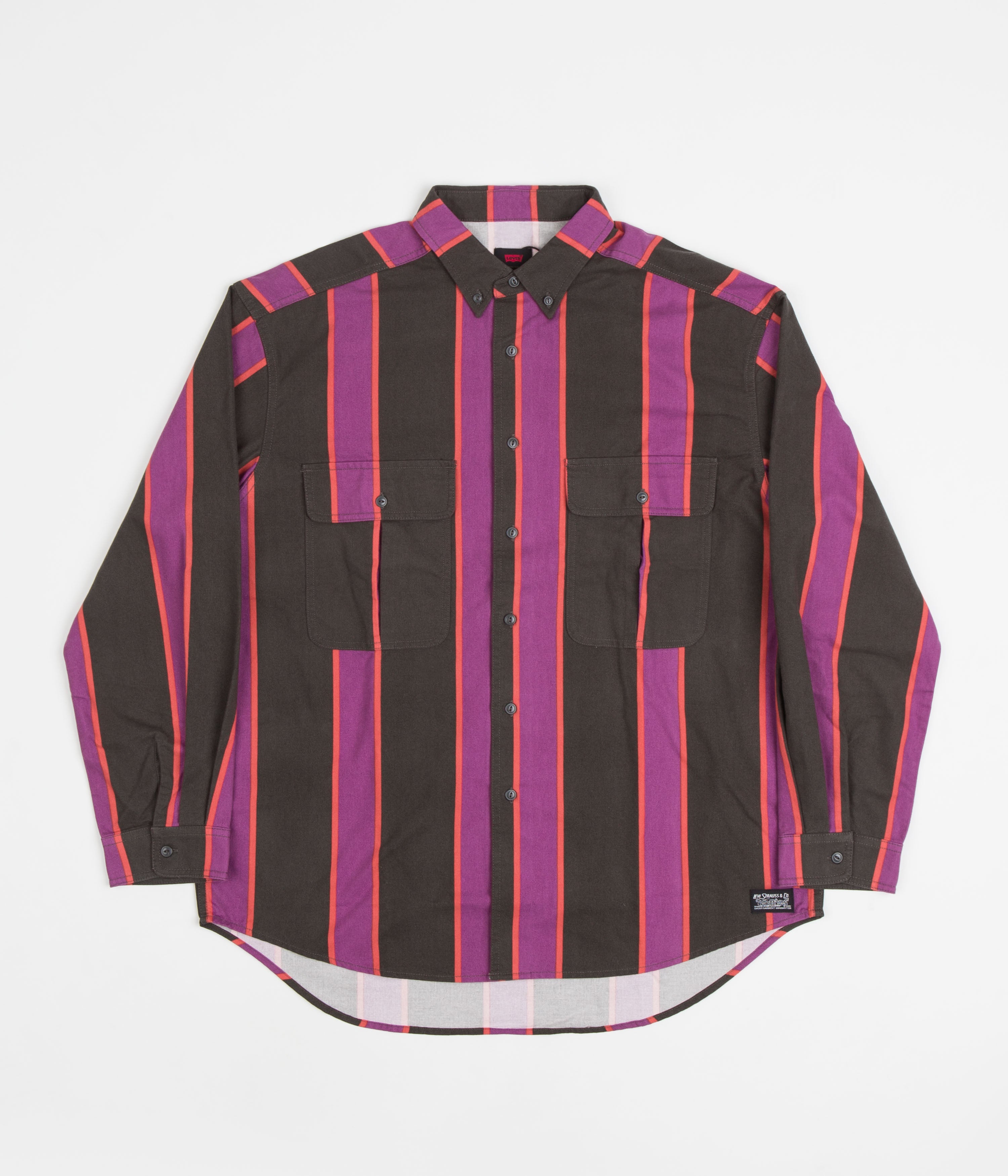 Levi's® Skate Woven Shirt - Vertical Stripe / Black / Purple / Red |  Flatspot