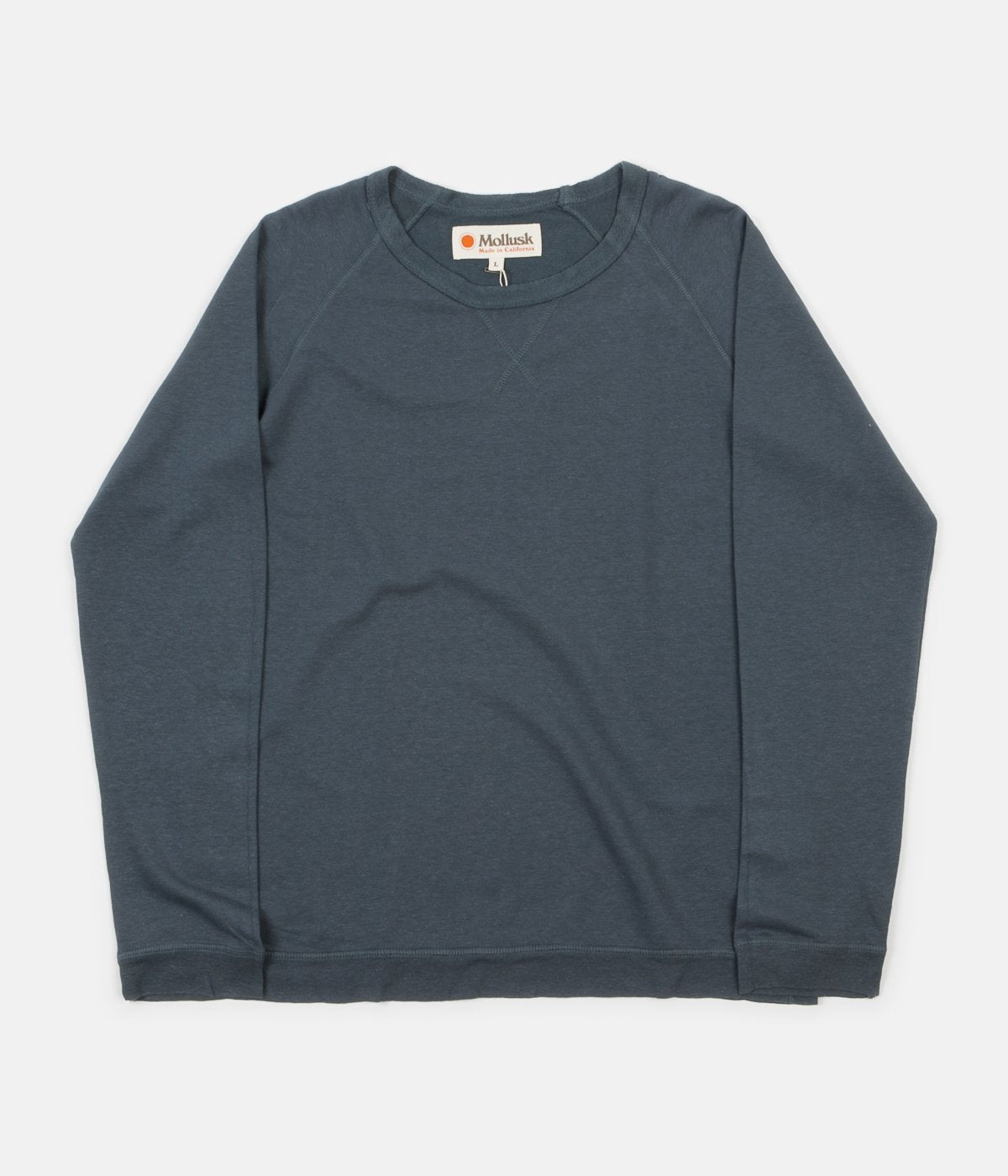 Mollusk Hemp Raglan Crewneck Sweatshirt in Indigo | Flatspot