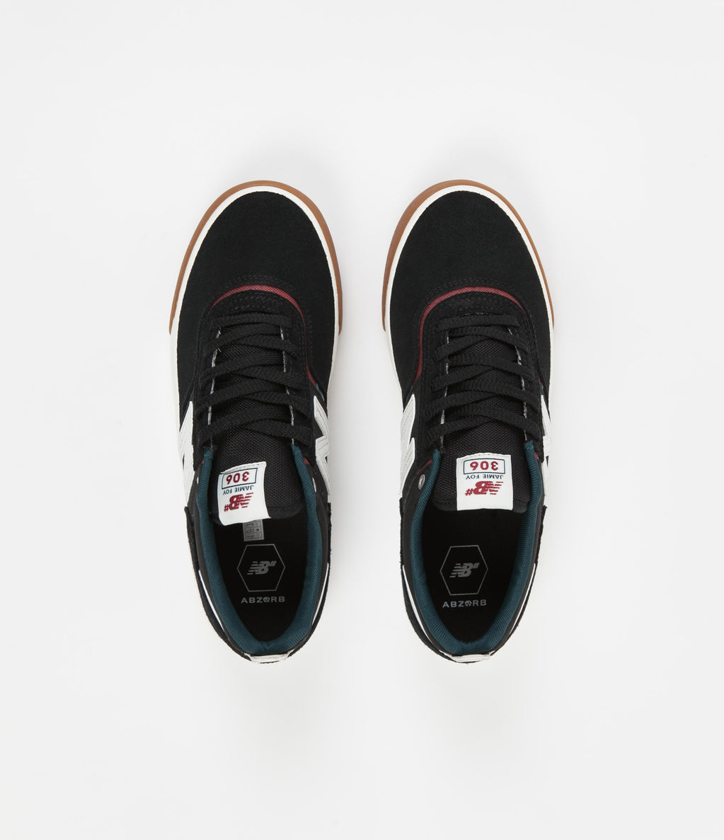 New Balance Numeric 306 Jamie Foy Shoes - Black / White / Gum | Flatspot