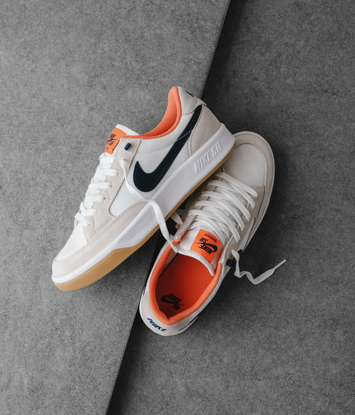 orange and gray sneakers