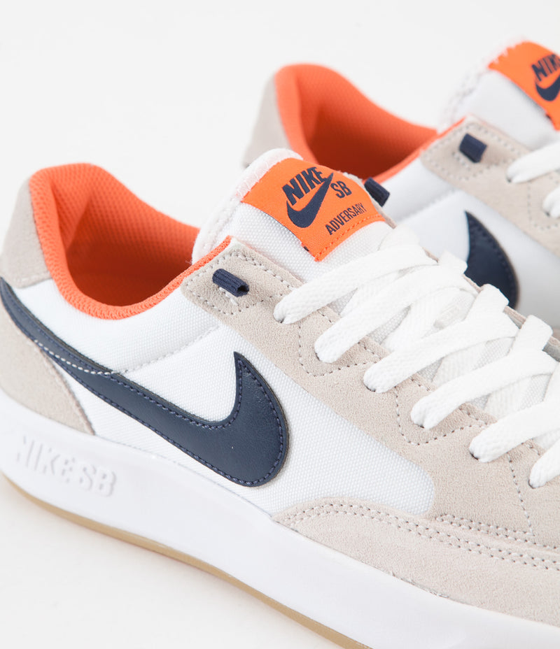 Nike SB Adversary Premium Shoes - White / Midnight Navy - Turf Orange