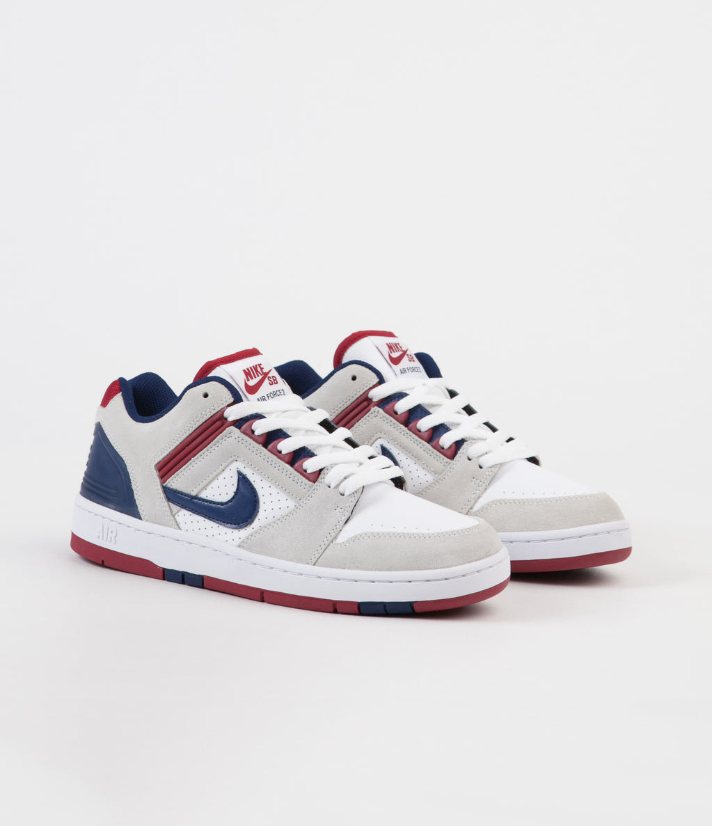 Nike SB Air Force II Low Shoes - White / Blue Void - Red Crush - White ...