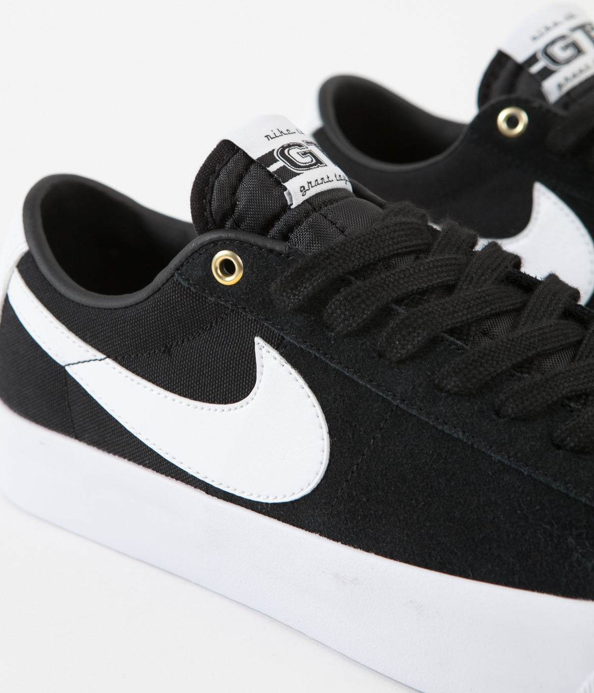 Nike Sb Blazer Low Pro Gt Shoes Black White Black Gum Light Br Flatspot