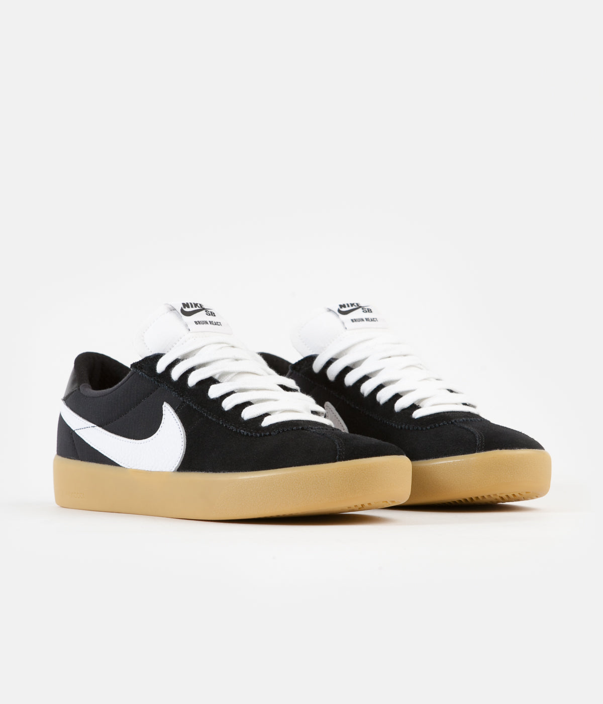 Nike SB Bruin React Shoes - Black / White - Gum Light | Flatspot