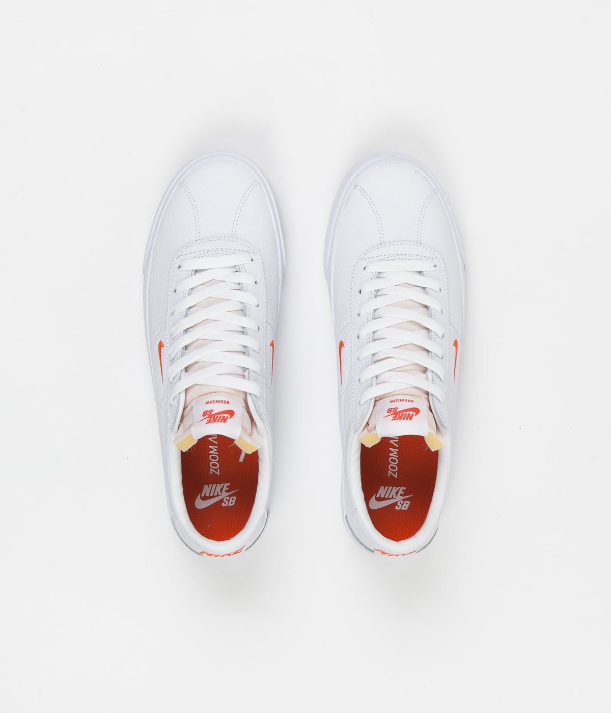 Nike SB Bruin Ultra Shoes - White / Team Orange - White - Gum Light Br ...