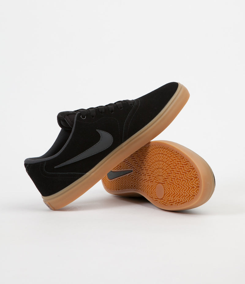 Nike SB Check Solarsoft Shoes - Black / Anthracite - Gum Dark Brown ...