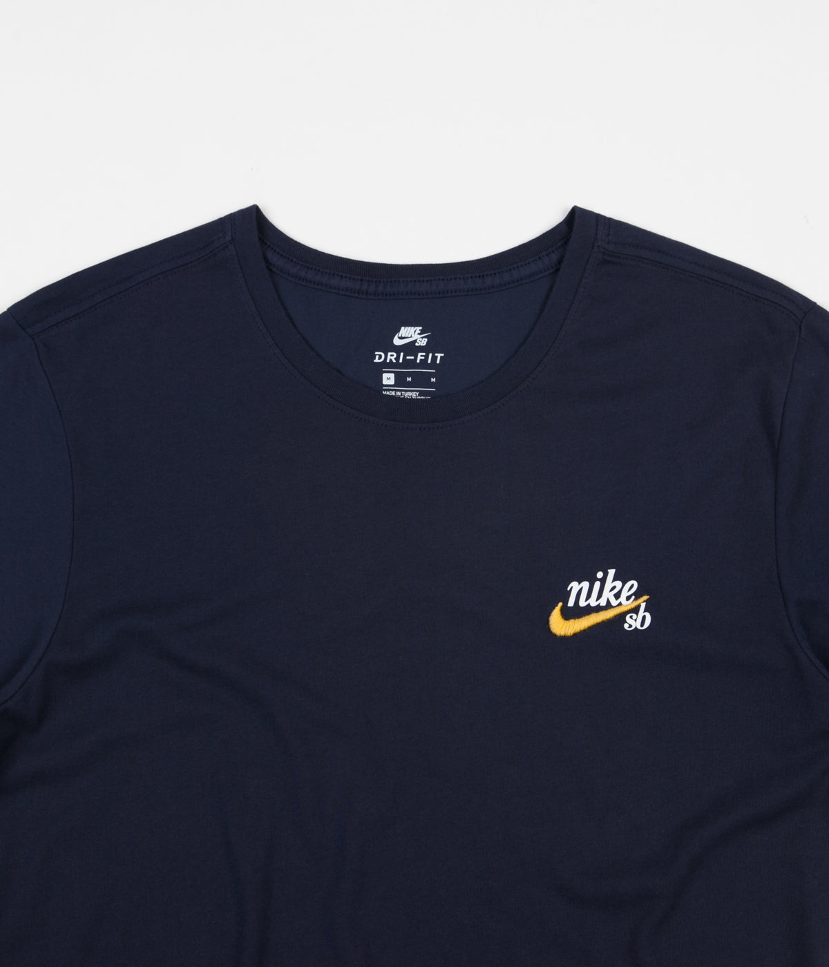 Nike SB Dri-Fit Embroidered Logo T-Shirt - Obsidian / Yellow Ochre ...